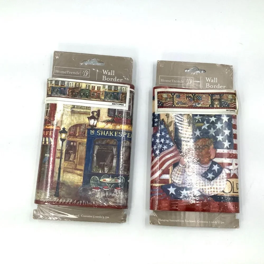 Home Trends  2 Wall Border Stars & Stripes‎ & Village Charm made in  Canada